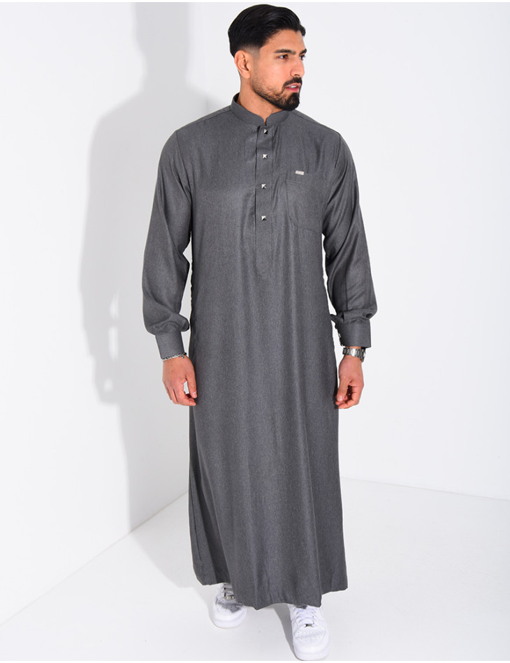 Qamis col rond à boutons dorés