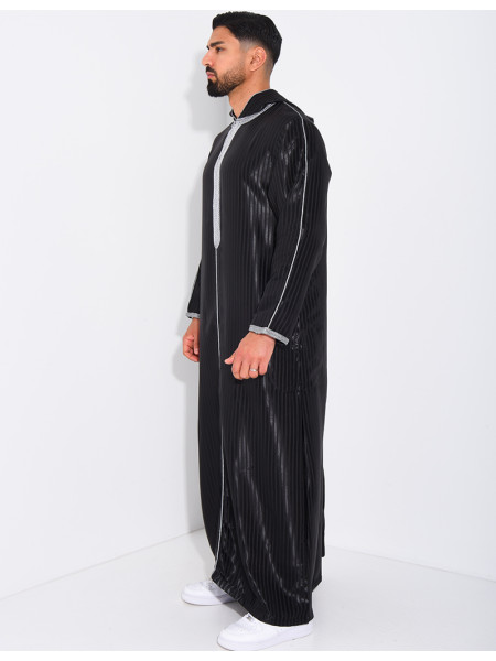 Qamis rayé à capuche