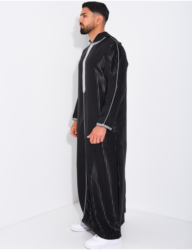 Qamis rayé à capuche