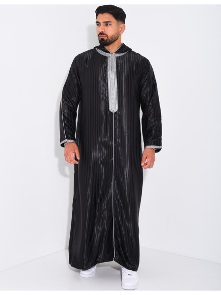 Qamis rayé à capuche