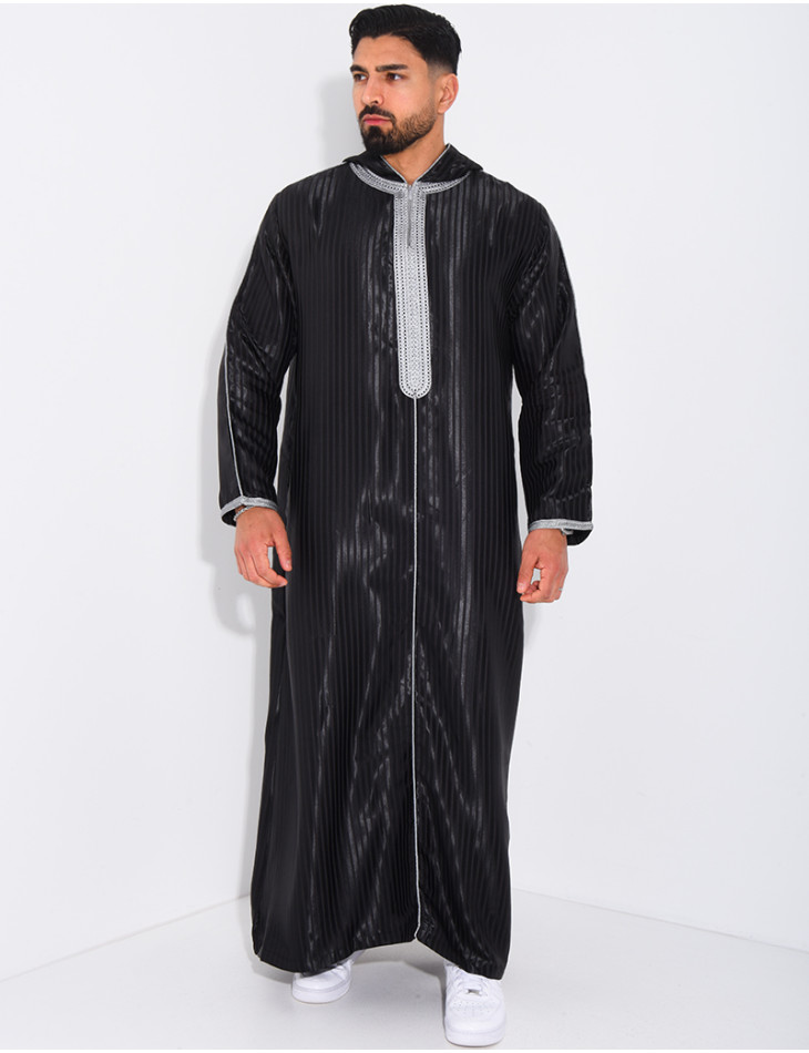 Qamis rayé à capuche