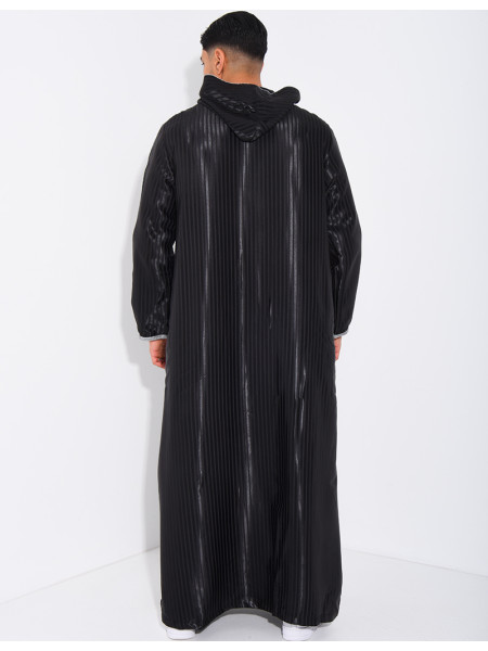 Qamis rayé à capuche