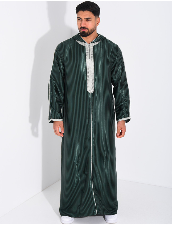 Qamis rayé à capuche