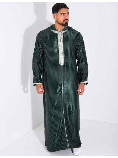 Qamis rayé à capuche