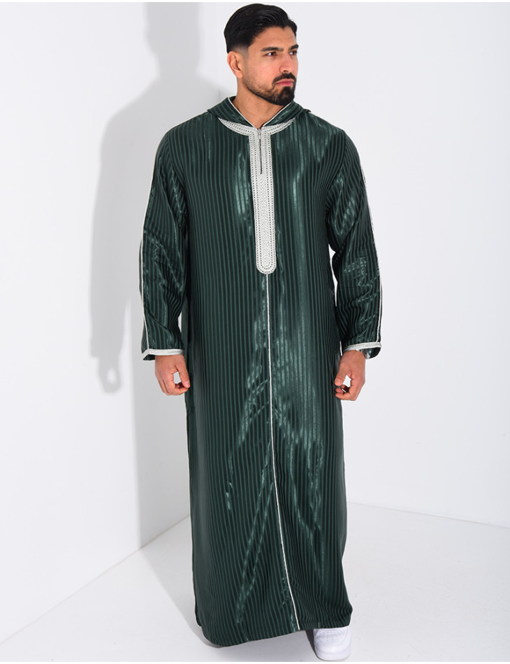 Qamis rayé à capuche