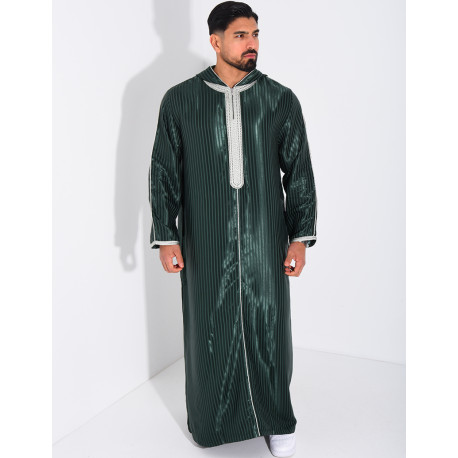 Qamis rayé à capuche