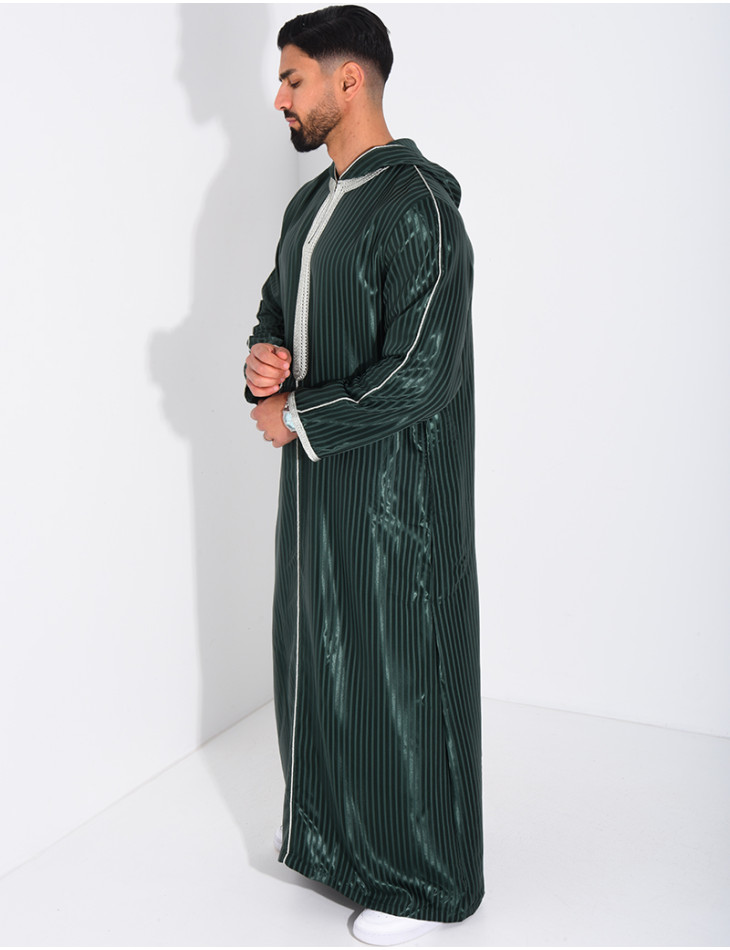 Qamis rayé à capuche