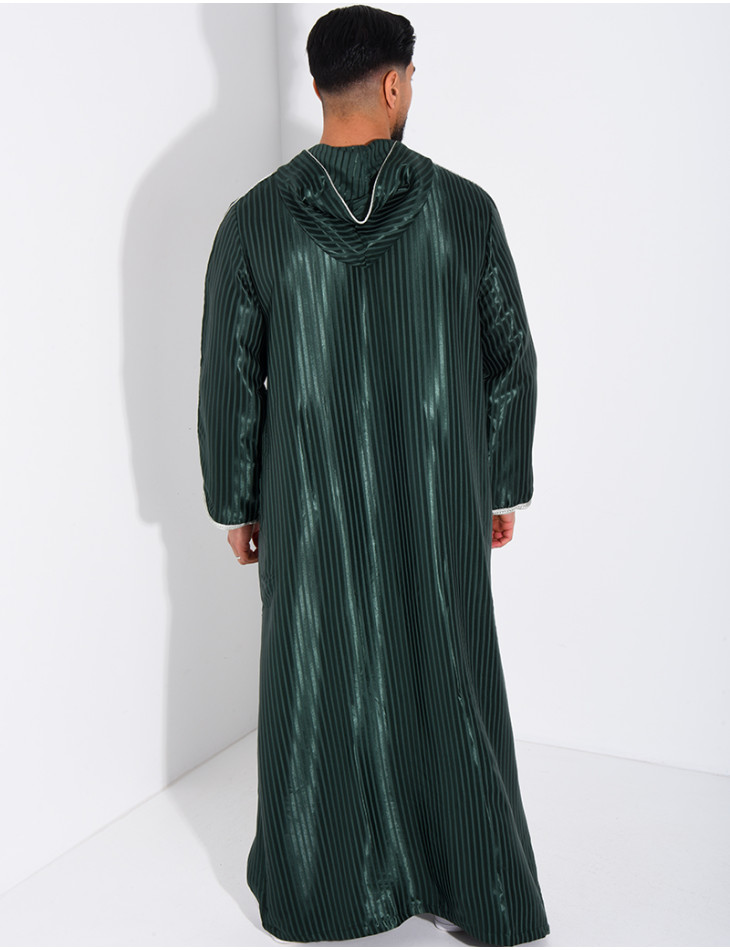 Qamis rayé à capuche