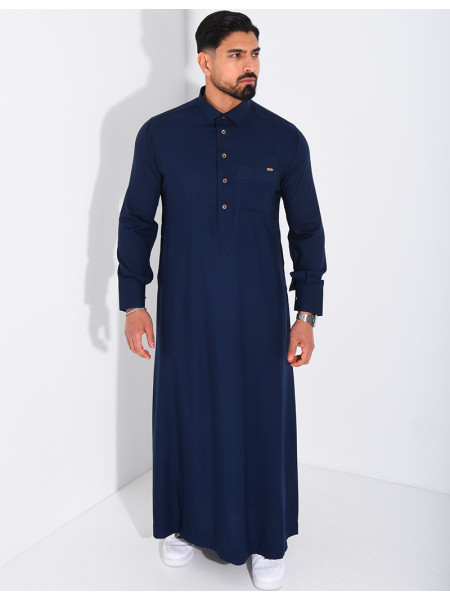 Qamis col chemise à boutons dorés