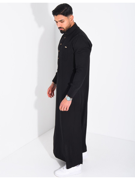 Qamis col chemise à boutons dorés