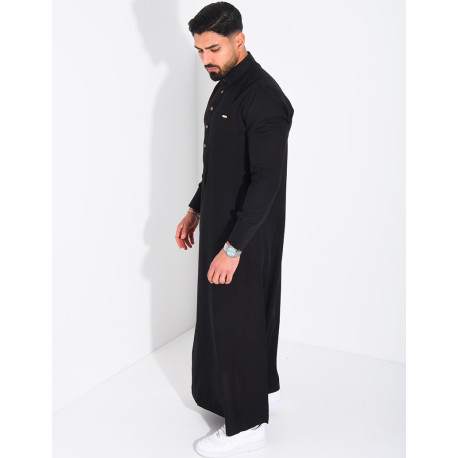 Qamis col chemise à boutons dorés