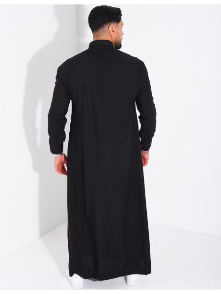 Qamis col chemise à boutons dorés