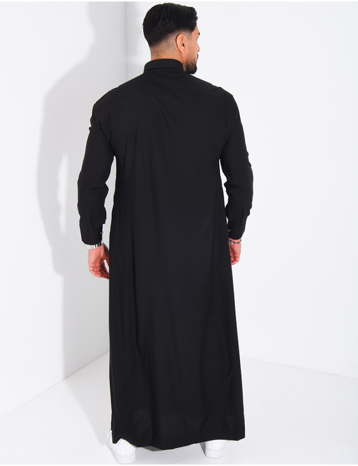 Qamis col chemise à boutons dorés