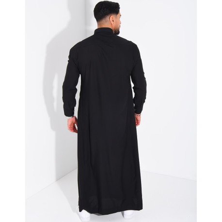 Qamis col chemise à boutons dorés