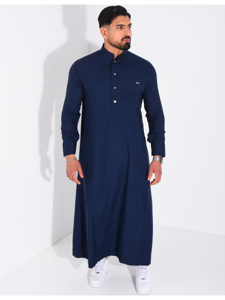 Qamis col rond à boutons doré