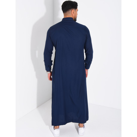 Qamis col rond à boutons doré