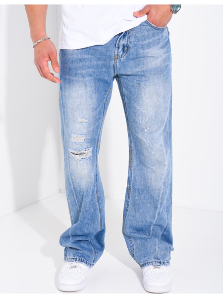 Jeans coupe large destroy