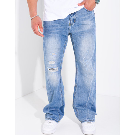 Jeans coupe large destroy