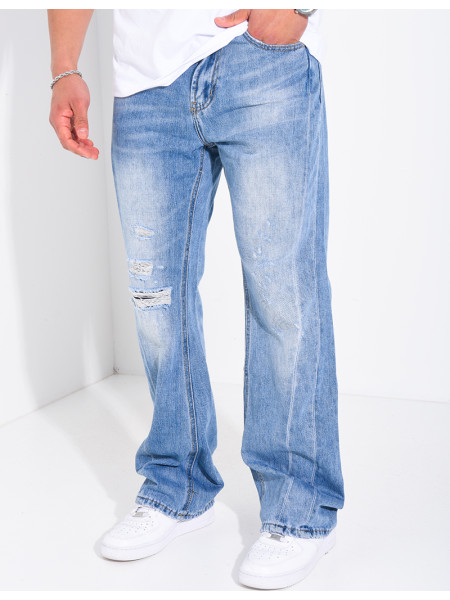 Jeans coupe large destroy