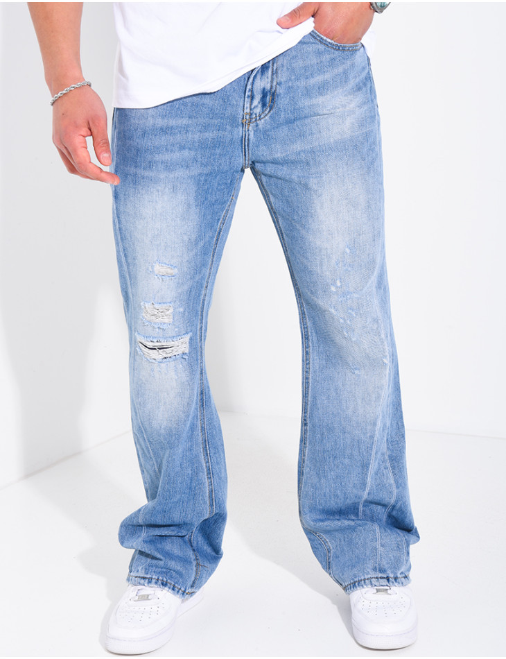 Jeans coupe large destroy