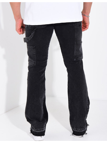 Jeans à tâches de peinture et lanière