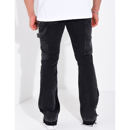 Jeans à tâches de peinture et lanière