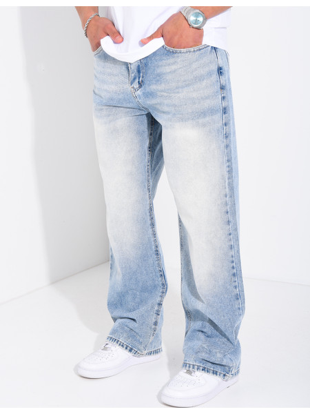 Jeans coupe large délavé