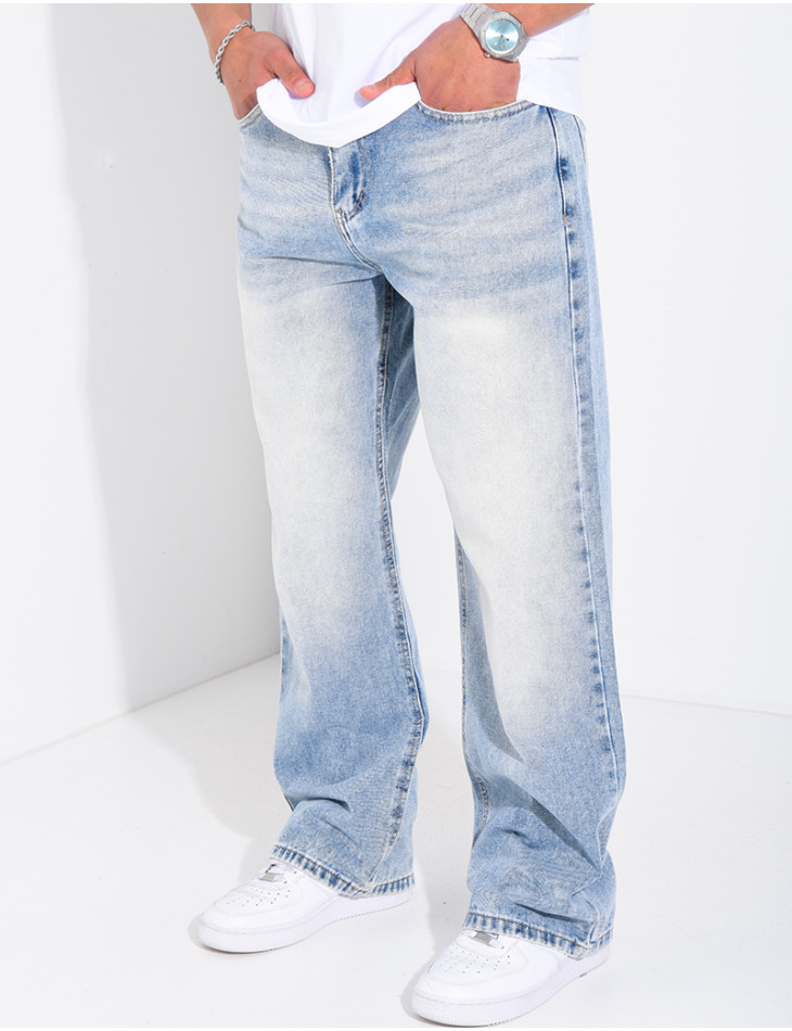 Jeans coupe large délavé