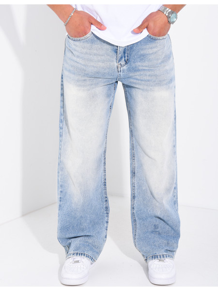 Jeans coupe large délavé