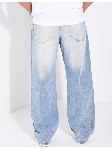 Jeans coupe large délavé