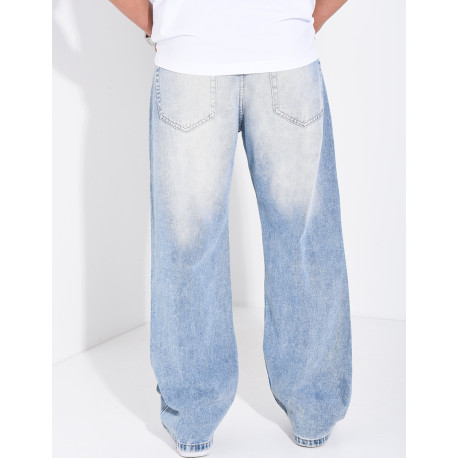 Jeans coupe large délavé