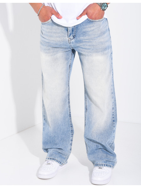 Jeans coupe large délavé