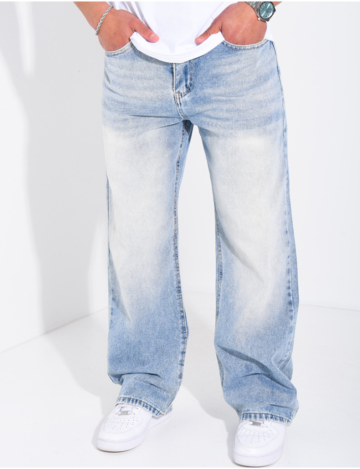 Jeans coupe large délavé