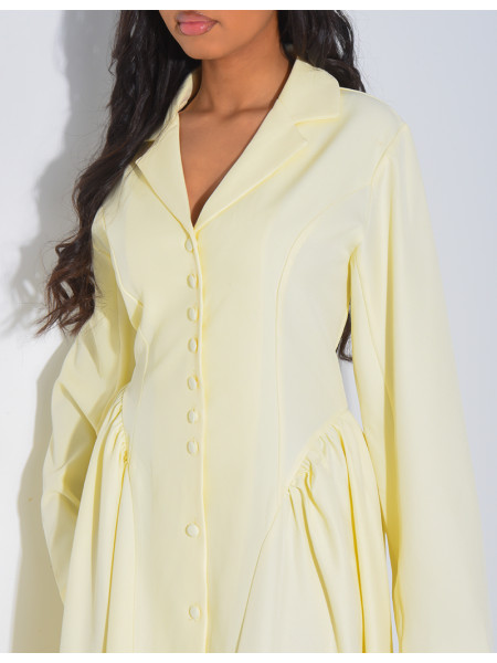 Robe longue boutonnée effet bouffante à lacer dans le dos