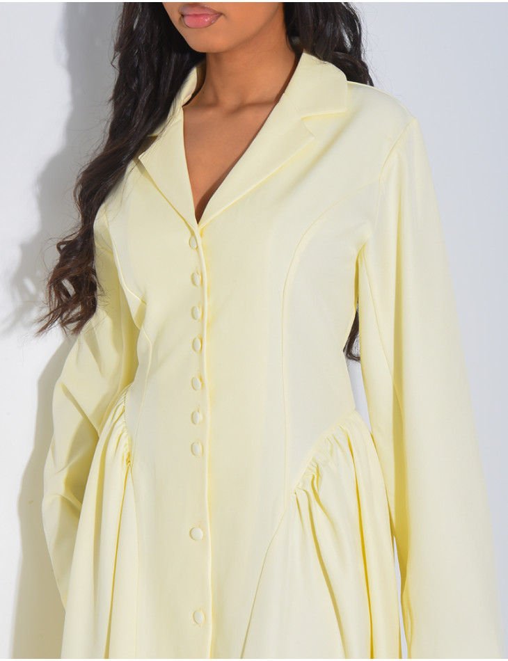 Robe longue boutonnée effet bouffante à lacer dans le dos