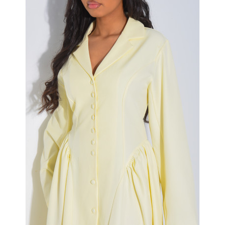 Robe longue boutonnée effet bouffante à lacer dans le dos