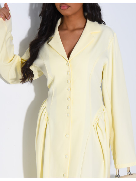 Robe longue boutonnée effet bouffante à lacer dans le dos