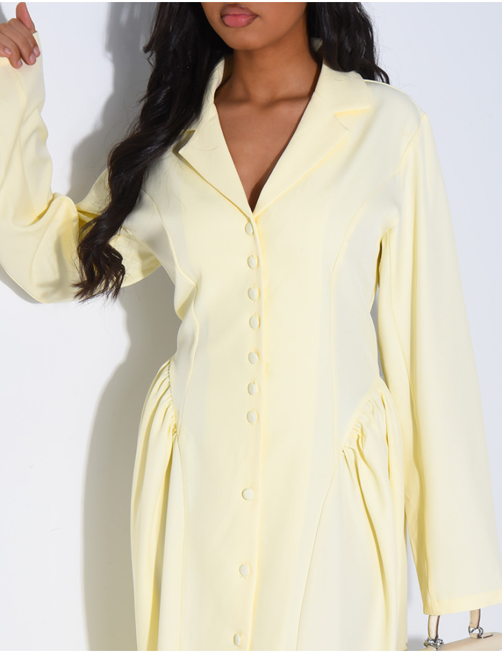 Robe longue boutonnée effet bouffante à lacer dans le dos