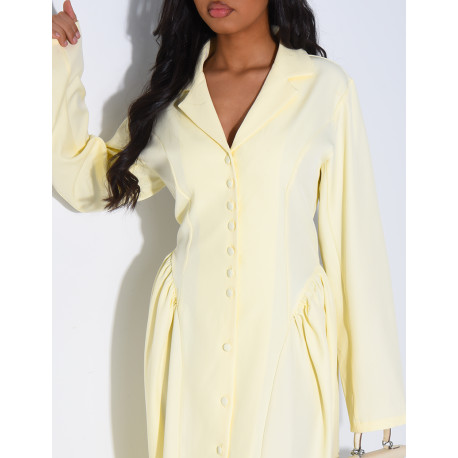 Robe longue boutonnée effet bouffante à lacer dans le dos