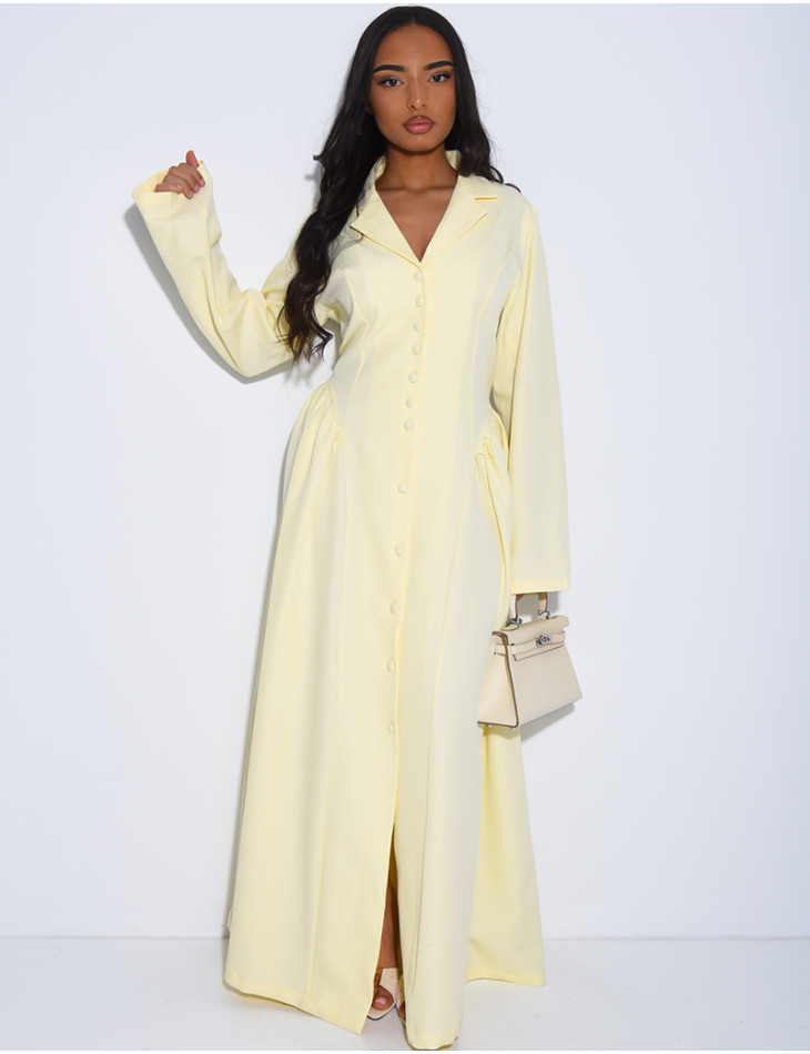 Robe longue boutonnée effet bouffante à lacer dans le dos