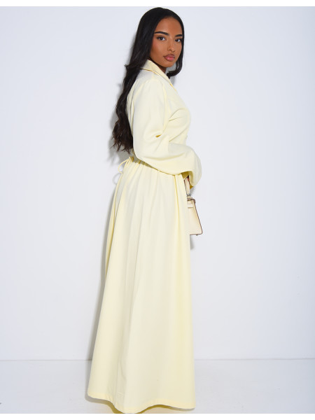 Robe longue boutonnée effet bouffante à lacer dans le dos