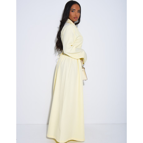 Robe longue boutonnée effet bouffante à lacer dans le dos