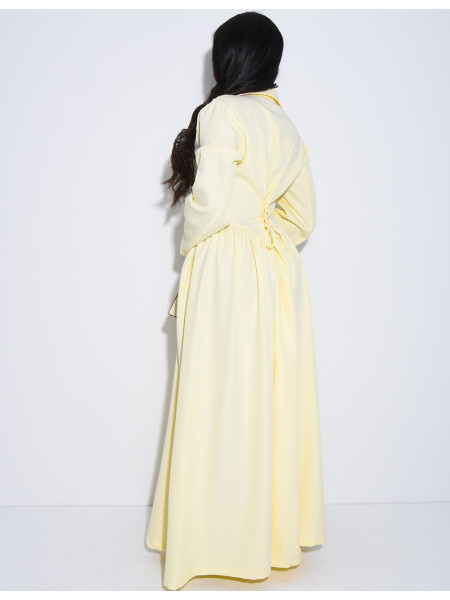 Robe longue boutonnée effet bouffante à lacer dans le dos