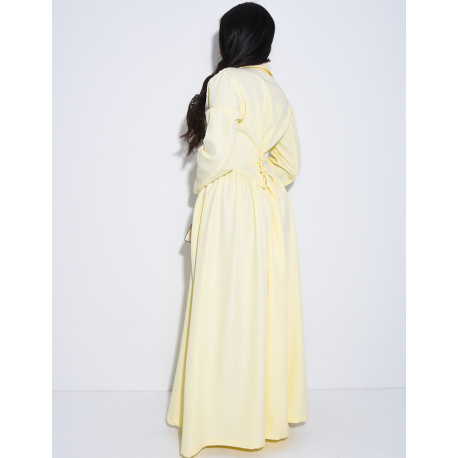 Robe longue boutonnée effet bouffante à lacer dans le dos