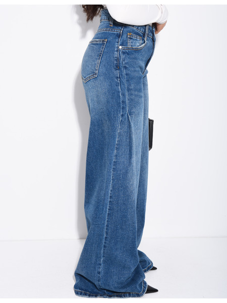 Dark wash wide-leg jeans