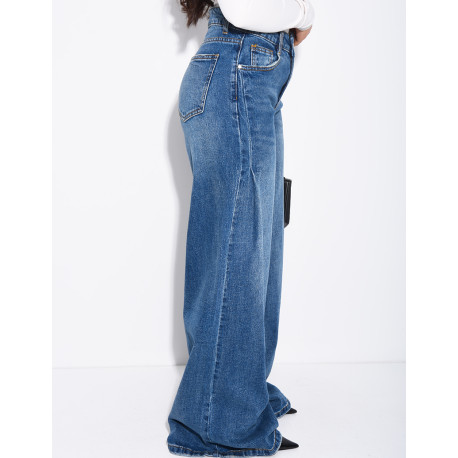 Dark wash wide-leg jeans