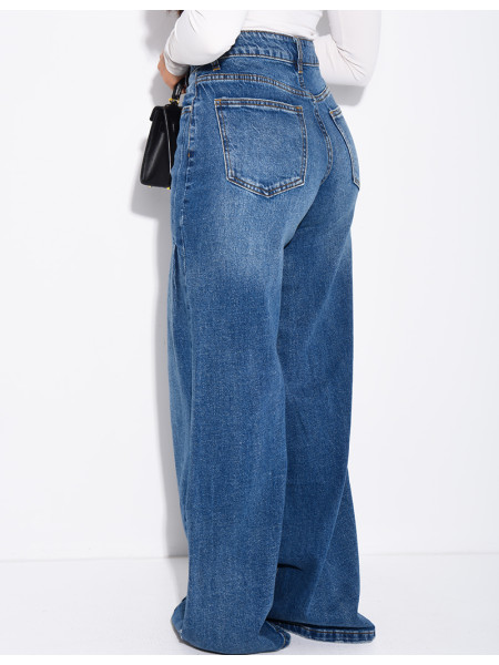 Dark wash wide-leg jeans