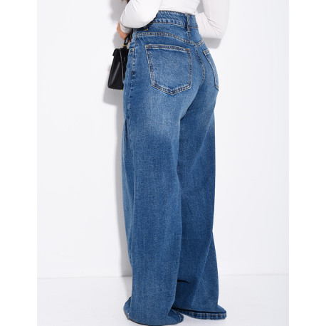 Dark wash wide-leg jeans