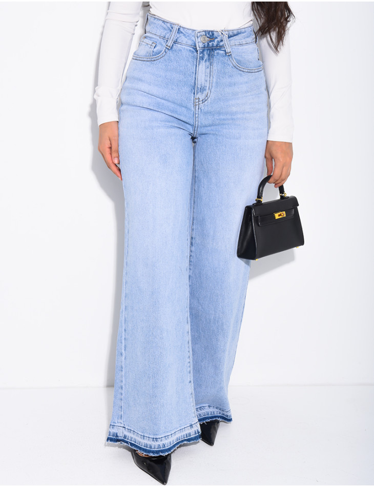 Light wash wide-leg jeans