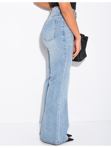 Verwaschene Stretch-Jeans mit Bootcut